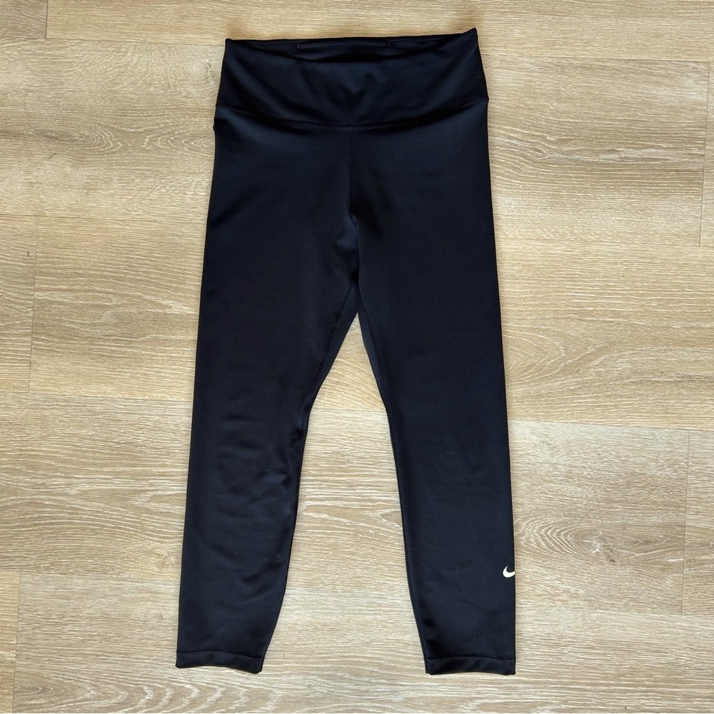 Nike Women Cropped High Rise Yoga Leggings Workout Gym Pants Small DRI-FIT Black